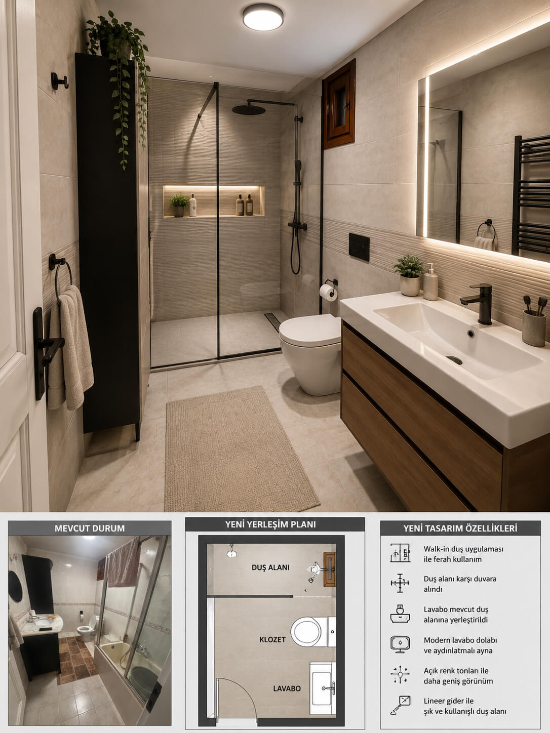 Modern Banyo Tadilat ve Ahşap Lavabo Dolabı